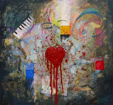 Painting titled "Untitled" by Bledi Kita, Original Artwork, Oil Mounted on Wood Stretcher frame