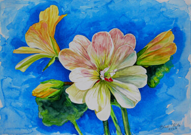 Pintura intitulada "Flowers" por Bledi Kita, Obras de arte originais, Aquarela
