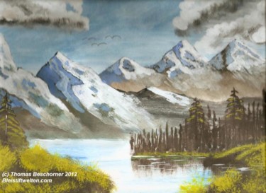 Malerei mit dem Titel "am berg" von Bleistiftwelten, Original-Kunstwerk, Öl