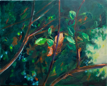 Malerei mit dem Titel "Leaves details" von Blerina Kasa, Original-Kunstwerk, Öl