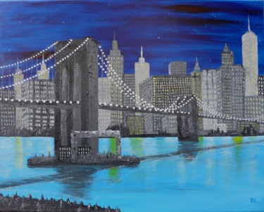 Peinture intitulée "Pont de Brooklyn (d…" par Bruno Lescarret, Œuvre d'art originale, Acrylique