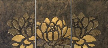 Картина под названием "Lotus tryptich" - Olga Turchinskaya, Подлинное произведение искусства, Гипс