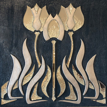 Pintura intitulada "Tulips art deco pai…" por Olga Turchinskaya, Obras de arte originais, Mosaico