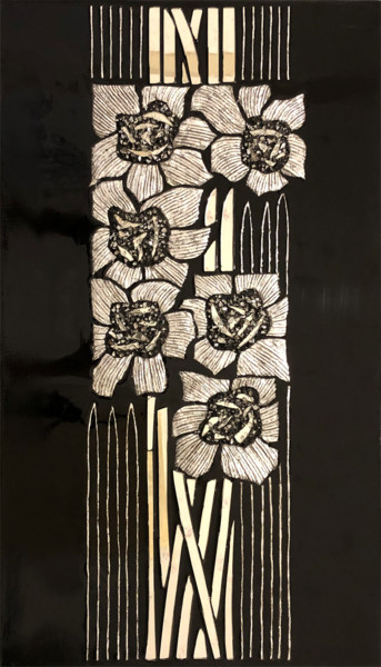 Schilderij getiteld "Art deco flowers" door Olga Turchinskaya, Origineel Kunstwerk, Hars