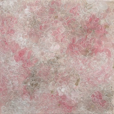Painting titled "Dentelles - pink" by Béatrice Verclytte - Bleu D’Avril, Original Artwork, Acrylic
