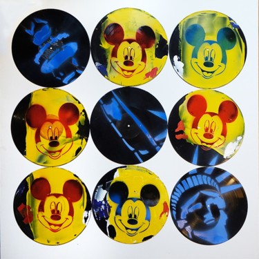 Painting titled "9-vinyles-MICKEY-" by Blezot, Original Artwork, Acrylic