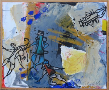 Painting titled "APRES LE CONFINEMENT" by Blezot, Original Artwork, Acrylic Mounted on Wood Stretcher frame