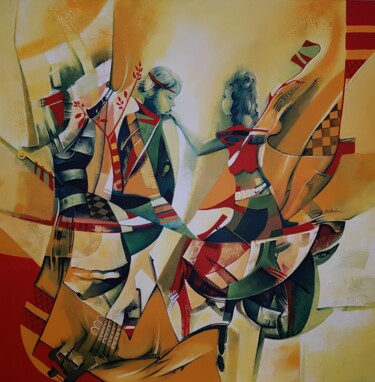 Pittura intitolato "io e te Tre metri s…" da Blindu, Opera d'arte originale, Acrilico Montato su Telaio per barella in legno