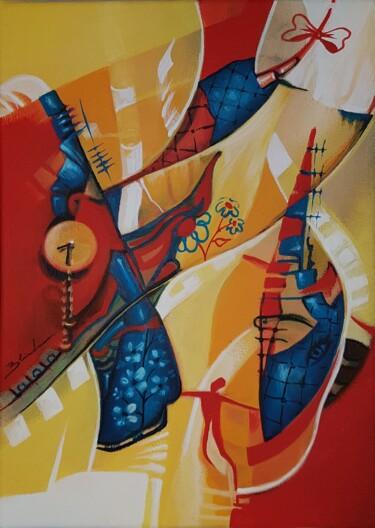 Painting titled "Sulle ali del tempo" by Blindu, Original Artwork, Acrylic Mounted on Wood Stretcher frame