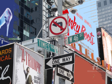 Malerei mit dem Titel "Times Square III" von Grégory Blin, Original-Kunstwerk, Acryl