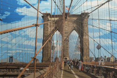 Malerei mit dem Titel "Brooklyn Bridge II" von Grégory Blin, Original-Kunstwerk, Acryl