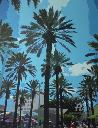 Peinture intitulée "Les Palmiers à Miam…" par Grégory Blin, Œuvre d'art originale, Acrylique