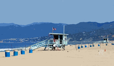 Sur la Plage de Santa Monica Peinture intitulée "Sur la Plage de San…" par Grégory Blin, Œuvre d'art originale, Acrylique