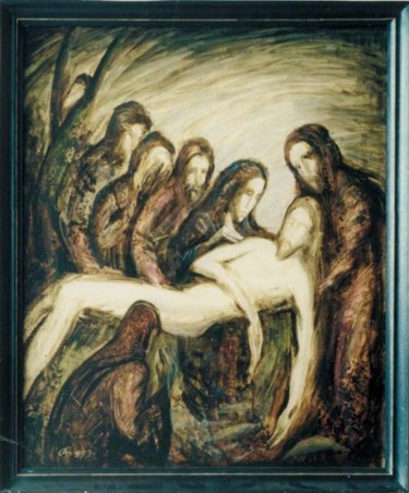 Картина под названием "Cнятие с Креста" - Игоревич, Подлинное произведение искусства, Масло