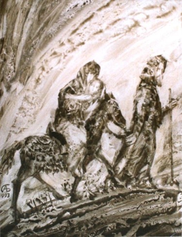 Картина под названием "Бегство в Египет" - Игоревич, Подлинное произведение искусства, Масло