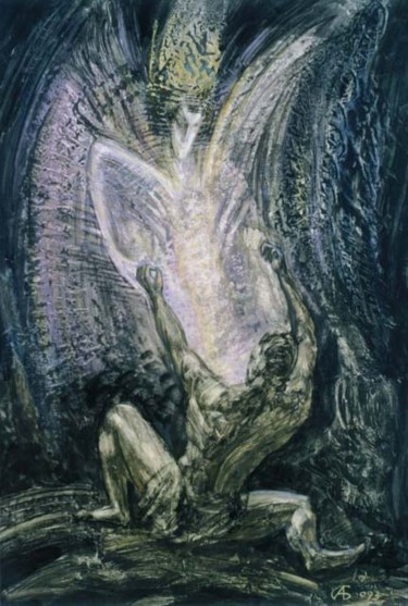 Картина под названием "Поединок Иакова с А…" - Игоревич, Подлинное произведение искусства
