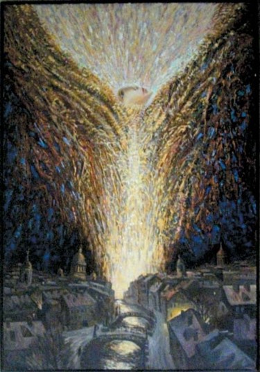 Картина под названием "Аврора над С-Петерб…" - Игоревич, Подлинное произведение искусства, Масло
