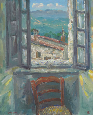 Peinture intitulée "La Corse. Fenêtre." par Blinov Igor, Œuvre d'art originale, Acrylique Monté sur Châssis en bois