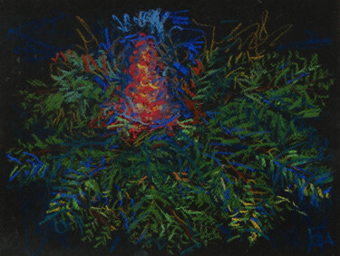 Drawing titled "Fougère en fleurs." by Blinov Igor, Original Artwork, Pastel