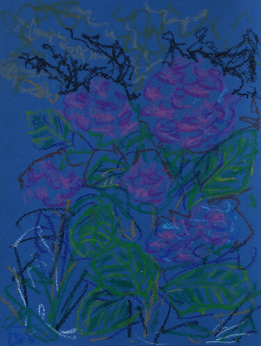 Dessin intitulée "Roses dans la nuit." par Blinov Igor, Œuvre d'art originale, Pastel