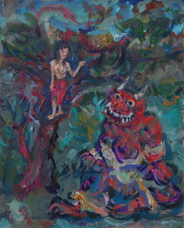 Peinture intitulée "Femme et diable (se…" par Blinov Igor, Œuvre d'art originale, Acrylique Monté sur Châssis en bois