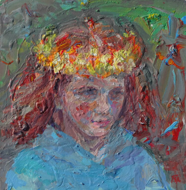 Peinture intitulée "Fille rousse avec u…" par Blinov Igor, Œuvre d'art originale, Acrylique Monté sur Carton
