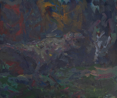 Картина под названием "Dinosaure." - Blinov Igor, Подлинное произведение искусства, Акрил Установлен на Деревянная рама для…