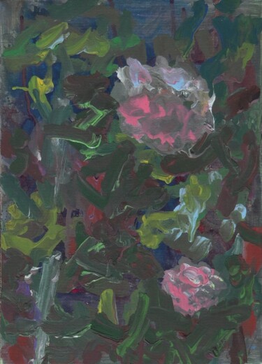 Painting titled "Roses roses." by Blinov Igor, Original Artwork, Acrylic Mounted on Wood Stretcher frame