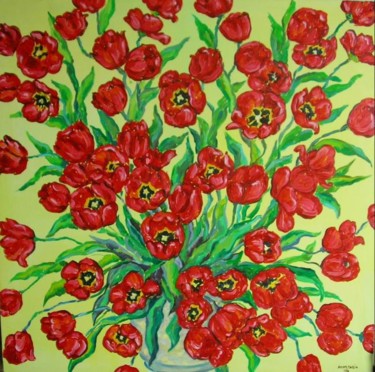 Pittura intitolato "tulipani" da Anastasia, Opera d'arte originale, Olio