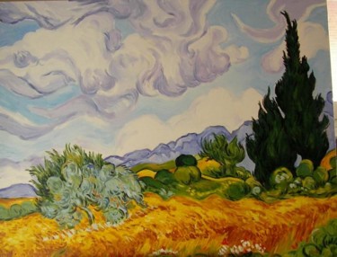 Pittura intitolato "campo di grano" da Anastasia, Opera d'arte originale