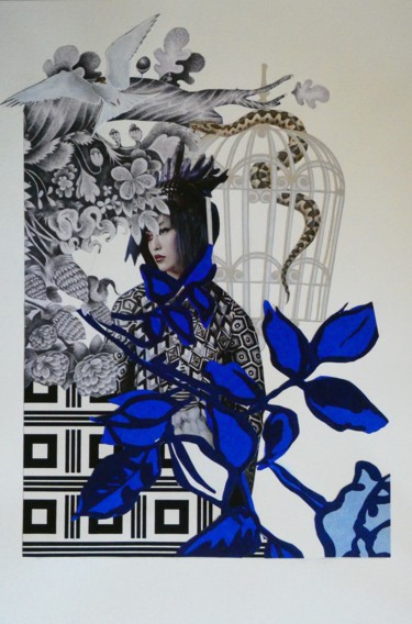 Collages titled "BLEUE" by D-Reves, Original Artwork, Collages