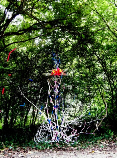 Sculpture intitulée "Psychedelic flower" par Christopher Laurent-Blondel, Œuvre d'art originale, Bois