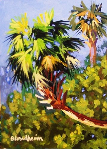 Painting titled "Wekiva Palm" by Linda Blondheim, Original Artwork, Oil