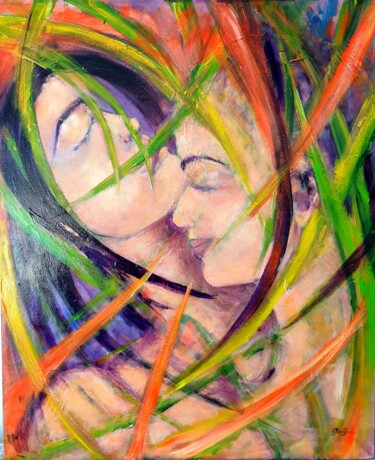 Painting titled ""LOVE ME TENDER"" by Blondomi, Original Artwork, Acrylic Mounted on Wood Stretcher frame