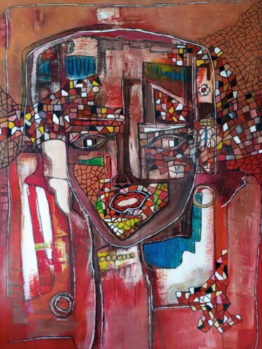Картина под названием "Mosa" - Blonval, Подлинное произведение искусства, Акрил Установлен на Деревянная рама для носилок