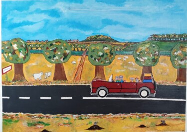 Painting titled "Vacances à Patelinv…" by Blonval, Original Artwork, Acrylic Mounted on Wood Stretcher frame
