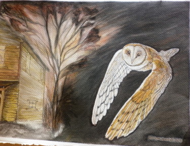Rysunek zatytułowany „golden-brown-owl.jpg” autorstwa Blossom Hackett, Oryginalna praca, Pastel