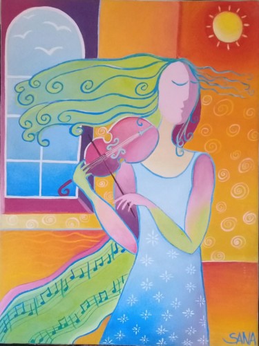 Картина под названием "Voyage musical" - L'Atelier De Sana, Подлинное произведение искусства, Акрил