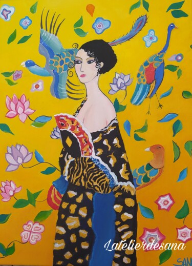 Malerei mit dem Titel "L'éventail" von L'Atelier De Sana, Original-Kunstwerk, Acryl