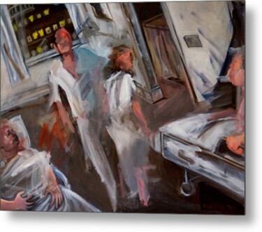 Pintura intitulada "The Hospital at 4 am" por Douglas Manry, Obras de arte originais, Óleo