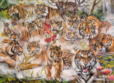 Schilderij getiteld "Ghosts of Sumatra" door Douglas Manry, Origineel Kunstwerk, Olie