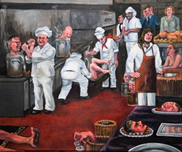 Pintura intitulada "An Angry Cook's Fan…" por Douglas Manry, Obras de arte originais, Óleo