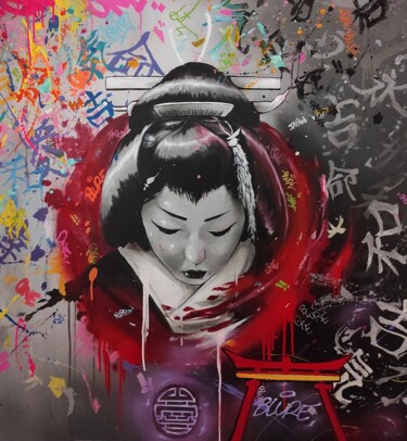 Malarstwo zatytułowany „Woman in Japan” autorstwa Blure, Oryginalna praca, Akryl