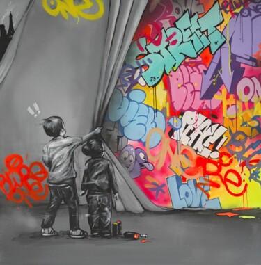 Malarstwo zatytułowany „street view” autorstwa Blure, Oryginalna praca, Akryl Zamontowany na Drewniana rama noszy