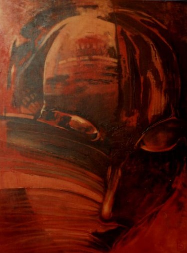 Painting titled "RED FACE" by Beata Sikorska-Łabęcka, Original Artwork, Oil