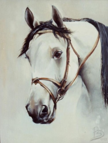 Painting titled "HORSE'S PORTRAIT" by Beata Sikorska-Łabęcka, Original Artwork, Oil
