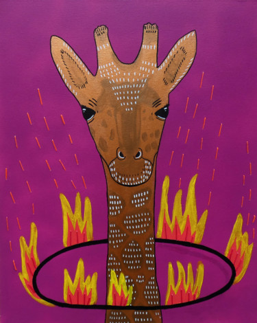 Pintura intitulada "NO to animal circus" por Beatriz Gomes, Obras de arte originais, Acrílico