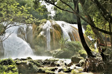 Photographie intitulée "Agua-Asul waterfall…" par Boris Davidovich, Œuvre d'art originale, Photographie numérique
