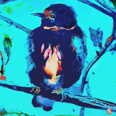 Blue bird Digitale Künste mit dem Titel "Blue bird" von Beatrice Minuth (#BE.AM.IN), Original-Kunstwerk, Digitale Malerei