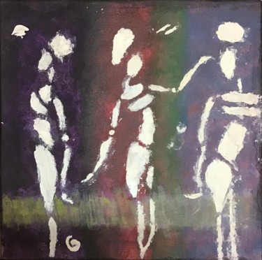 Painting titled "African dance" by Bona, Original Artwork, Acrylic Mounted on Wood Panel